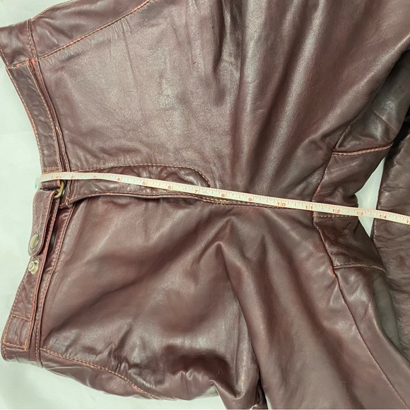 Vintage Taurus Leather Pant 34 Burgundy Brown - Picture 5 of 12